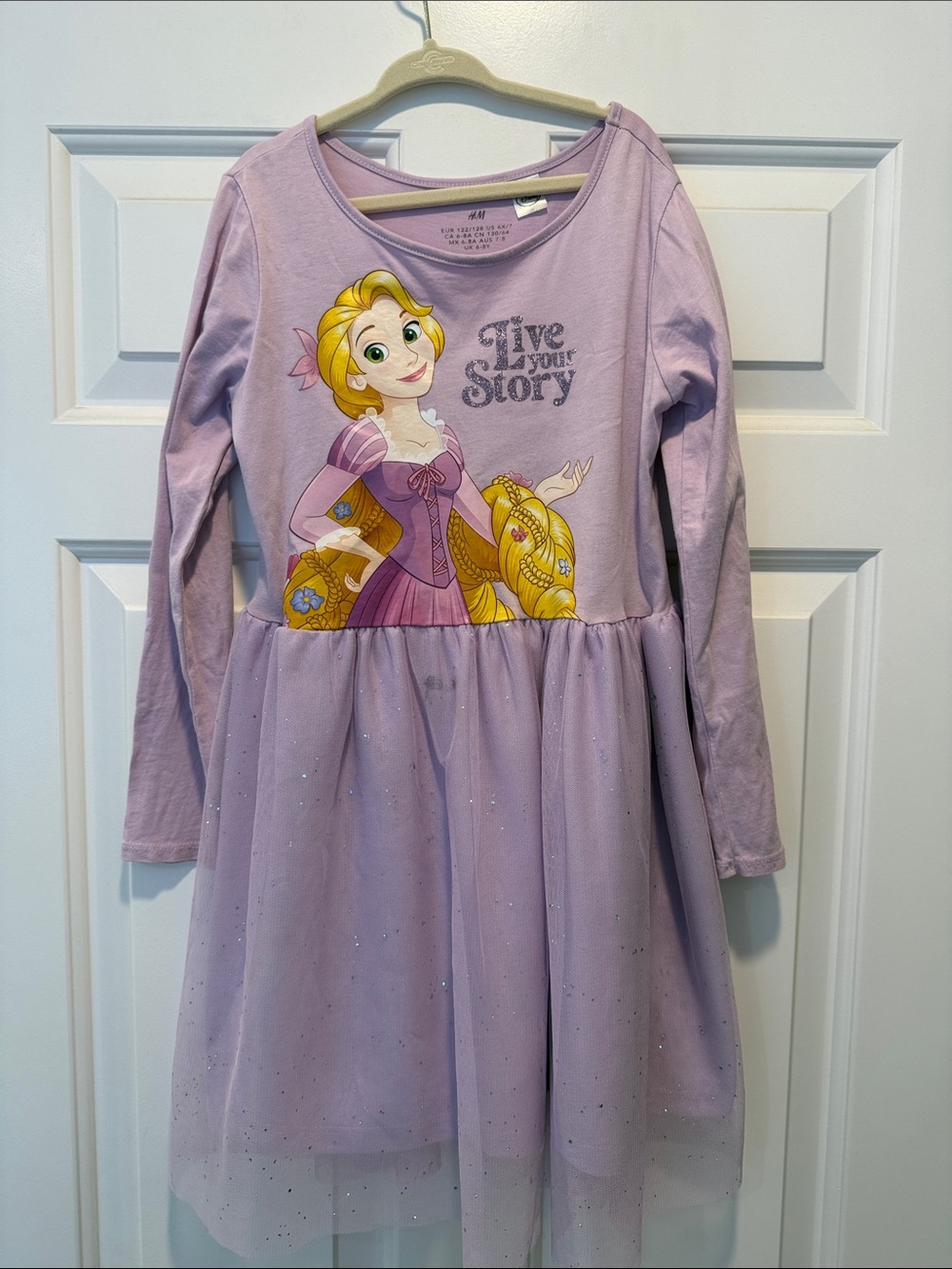 H&M Disney Lavender Rapunzel Graphic Tulle Dress
